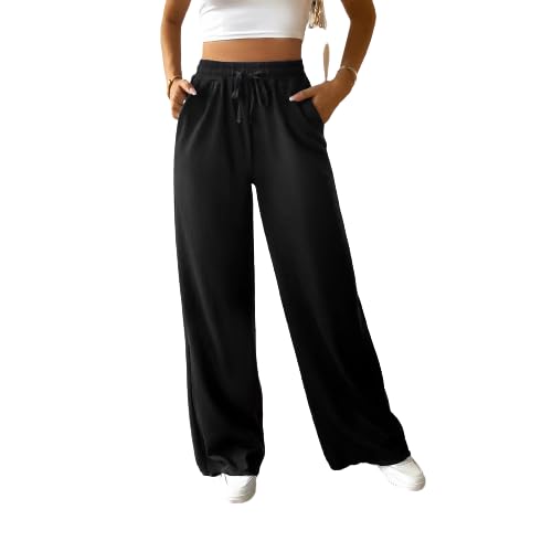 2023 Womens Autumn and Winter Loose Casual Solid Color Wide Leg Pants