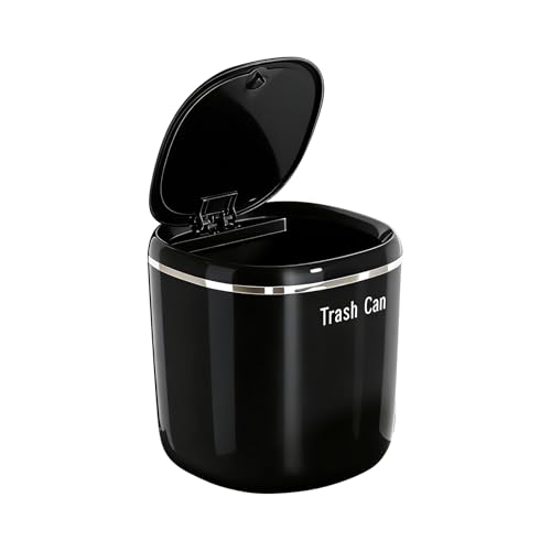 Fellflying Papelera de escritorio con tapa, con botón a presión, cubo de basura para mesa de cosméticos, adecuado para cuarto de baño, dormitorio, oficina, dormitorio, dormitorio, dormitorio, coche
