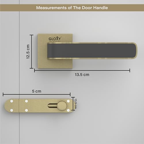 Image of GLOXY Heavy Duty Mortise Baby Latch Door Lock Handle Set for Bathroom Weatherproof Door Lock Latch for Bathroom with Brass Keyless Lock | Antique & Black Finish (2 Years Warranty, Pack of 1)