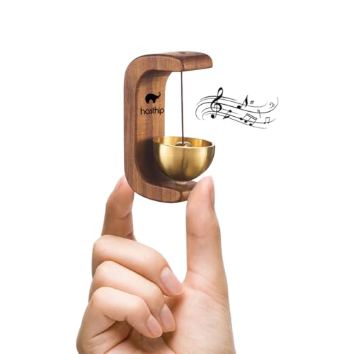 Image of HASTHIP® Wooden Door Chime Beech Wooden Brass Bell Dopamine Door Bell for Home, Decorative Magnetic Doorbell Dopamine Doorbell, Shopkeepers Door Chime, 5x7.5cm