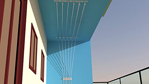Image of Ceiling Cloth Drying Roof Hanger Heavy Duty Rust Proof Stainless Steel with Uv Protected Nylon Ropes Individual Dropdown (3 Feet)