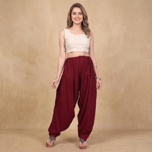 Image of FASHION GALLERY Women's Rayon Relaxed Fit Patiala Salwar with Full Length Drawstring Closure Type and Flexible Waist | Patiala Pant for Woman Free Size Fit Upto XXL