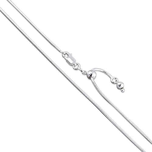 Sterling Silver Round Snake 0.8mm 0.9mm 1mm 1.2mm 1.6mm Chain 925 Italy Necklace