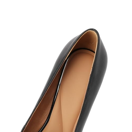 TinaCus Women's Square Toe Mid Block Heels Genuine Leather Handmade Dress Pumps Shoes4