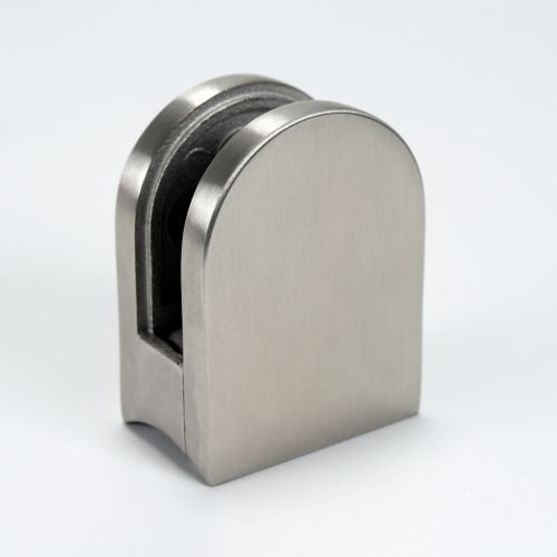Preisvergleich Produktbild Plattenhalter halbrund 50x40mm V2A poliert Rund, Glasplattenhalter, Balkon Glashalter