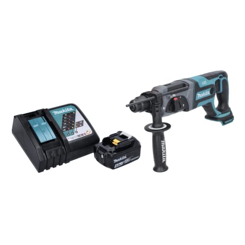 Makita DHR 241 18 V Li-Ion batterie Marteau perforateur avec SDS-plus + 1 x BL 1840 Batterie de 4,0 Ah + 1 x DC 18 RC Chargeur rapide – Sans Coffret Makpac