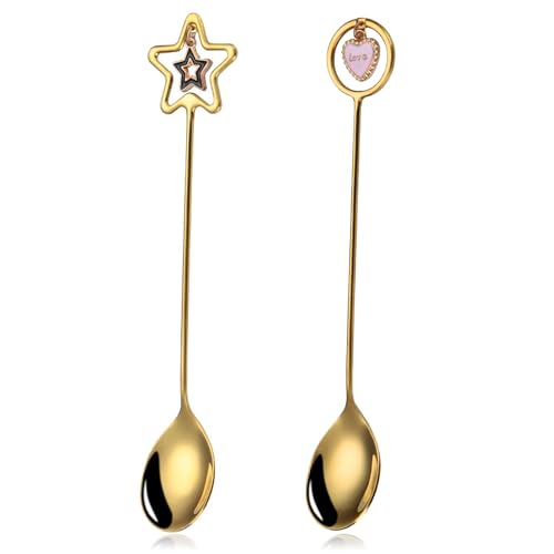 Kaffeelöffel löffel geschenk für Frauen und Mädchen, 15.5 cm Gold Teelöffel Geschenk Edelstahl Kaffee Dekorativer Dessertlöffel für Kuchen...