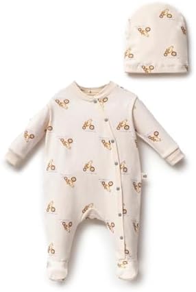 BY BUBBLES %100 ORGANİK MOTOR DESENLİ PATİKLİ TULUM (EKRU, 0-3 AY)