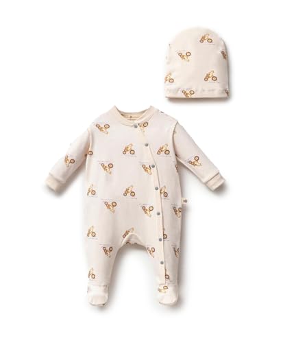 BY BUBBLES %100 ORGANİK MOTOR DESENLİ PATİKLİ TULUM (EKRU, 0-3 AY)