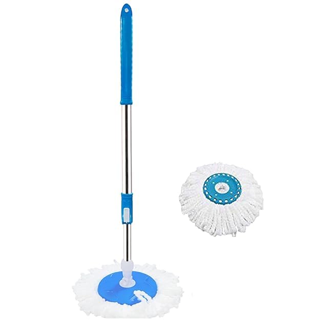 Plastic Mops Stick 360 Degree Full Stick Mop Spin Mops-Stainless Steel and Plastic Stick Mops Floor Cleaning 360 Degree Rotating Pole (Blue Mop Set) (B0CX951NDF) Amazon Price History, Amazon Price Tracker