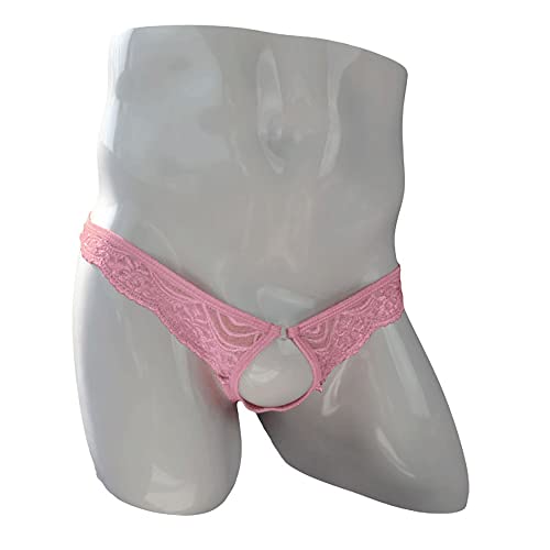 COMLIFE Men's Mesh Lace Thongs Underwear Sissy Hollow See Through Under Panties T-back Backless3