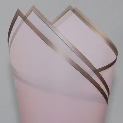 Image of Oasis - 20 Sheets Korean Style Waterproof Premium Bouquet Wrapping Sheet (58cm x 58cm) | Baby Pink With Golden Border Line Flower Wrapping Paper | Elegant packaging for bouquet, Gift Wrapping & More