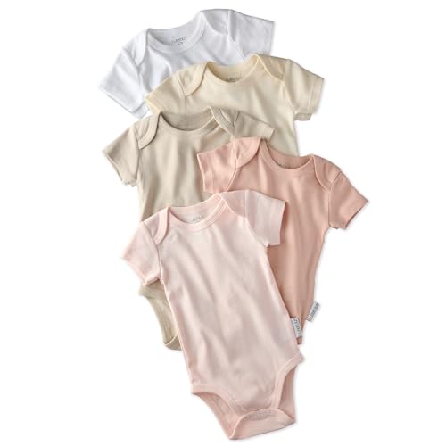 Image of Butterblu Avery 5-Pack Short Sleeve Bodysuits 100% Organic Cotton Baby Clothes for Boys and Girls