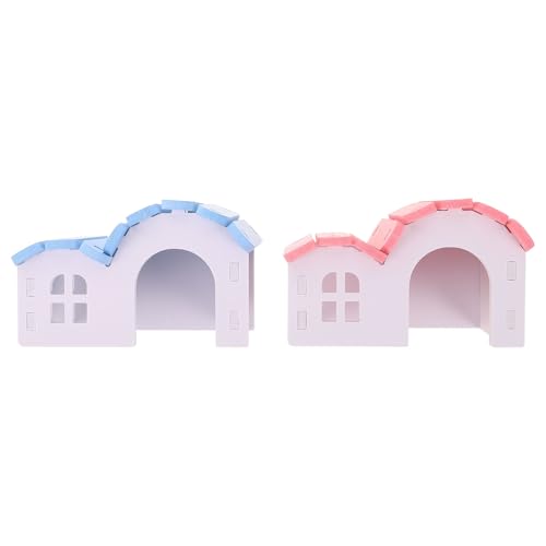 Abaodam 2 Refugios para Hámster de Plástico Escondite Pequeño para Dormir Color Rosa y Azul Casa para Cobayas y Ratones Accesorio para Jaula de Animales Pequeños Juego y Descanso