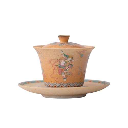 Service à thé céramique Feitian Sancai Gaiwan rétro 140ml