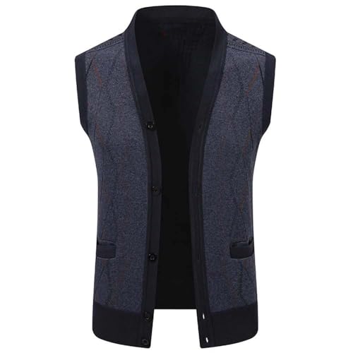 Men's Argyle Knit Sweater Vest Button Down Classic V Neck Soft Warm Business Sleeveless Cardigan3