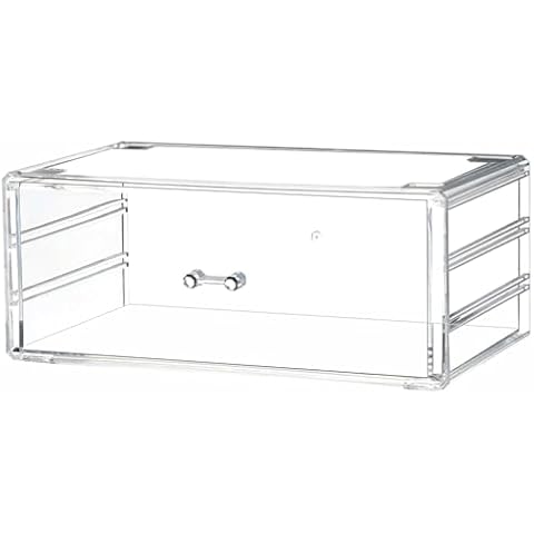Cq acrylic Clear Desktop Drawer for Girls Stackable Acrylic Large Acrylic Drawers with 1 Drawer,Large Accessory Organizer and Plastic Under Cabinet Drawer for Vanity Desktop and Undersink,1pc Cover