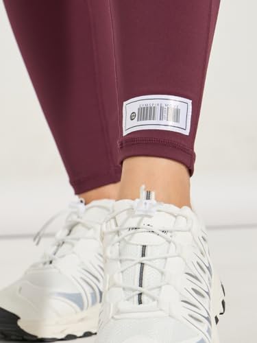 STYLI Women 7008741606 Gymspire Edition- Side Text V-Stitch Full Length Leggings XL Burgundy