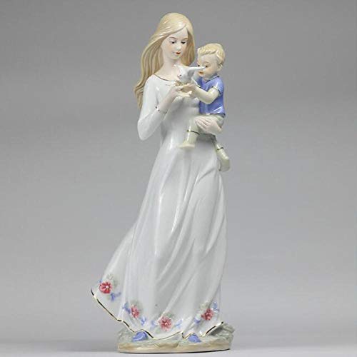Sculptures porcelaine dame céramique 36cm pour sublimer un meuble vide