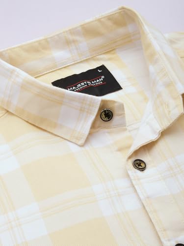 Image of Majestic Man Comfort Slim Fit Pure Cotton Checked Casual Shirt