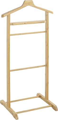 HAKU Valet de chambre en bambou naturel Valet multifonctionnel en bambou - Dimensions : L 48 x H 97 x P 36 cm, Style : Scandinave