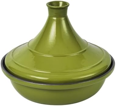 Cast Iron Enamel Pot Morocco Tagine Pot for Cooking Tajine Pot for Stovetop & Oven Use, Enhances Taste for Restaurant-Quality (Green 24cm)