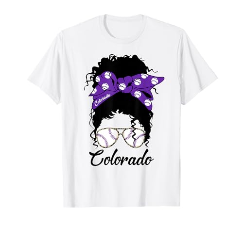 Messy Bun Stylish Baseball Tee for Colorado Women & Girls T-Shirt