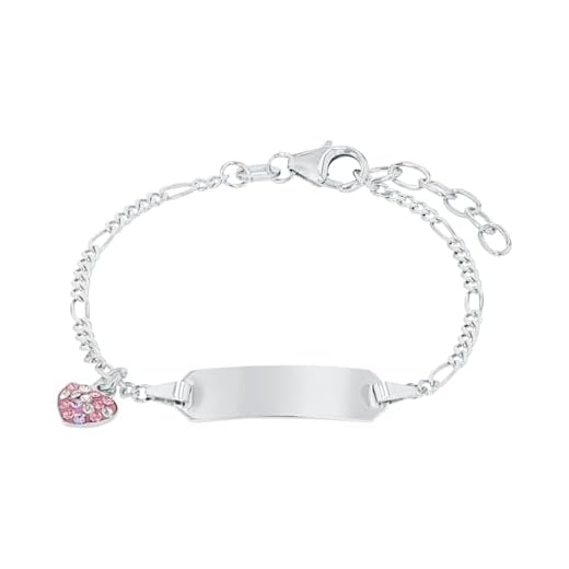 Prinzessin Lillifee Identarmband 925 Sterling Silber Mädchen Kinder Armschmuck, mit Preciosa, 12+2 cm, Lila, Herz, Kommt in Schmuck Geschenk Box, 2021115