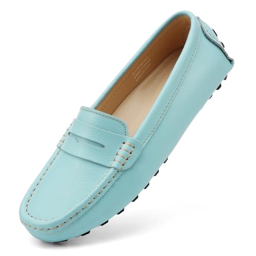 Artisure Women's Classic Comfort Leather Penny Loafers Casual Slip-Ons Lightweight Walking Flats Driving Mocs Boat Shoes