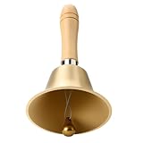 Zyiphor Handglocke Tischglocke Tischklingel Metall Glocken mit Holzgriff Hand Tischglocke Klassisch Handglocke Messing Weihnachtsglocke (Durchmesser 8cm)