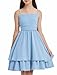 EXARUS Girls Dress Baby Blue Teen Easter Church Formal Back to School Homecoming Dance Casual Tween Swing Ruched Flowy Ruffle Summer Spaghetti Strap Adjustable Outfits Dresses Cami for 12 Years