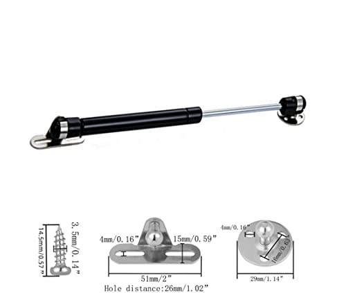 Gdqlcnxb 20N/4.4 Lb Gas Strut Cabinet Hinge Safety Lift Support, Gas Struts Soft Open Lid Hinge For Cabinet Toy Box, 6 Inch Length Black 2Pcs #TOP2