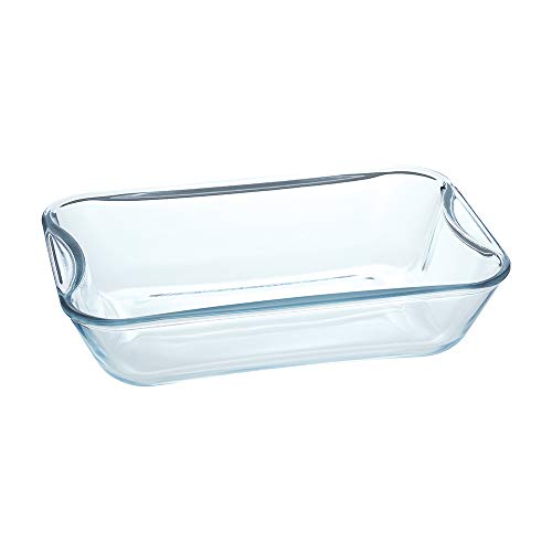 Image of Borosil 2.5 L Baking & Serving Dish with Handle | Bowl Container | Borosilicate Glass Bakeware and Serveware Casserole Dish Tray | Microwave, Oven & Dishwasher Safe | Transparent (Rectangle 2.5L)