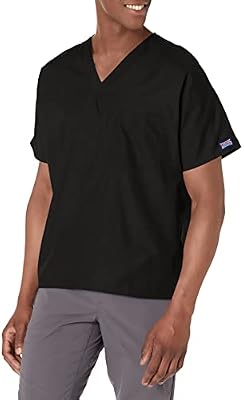 Cherokee Men and Women Scrub Top Tuckable V-Neck with Chest Pocket 4777, XL, Black