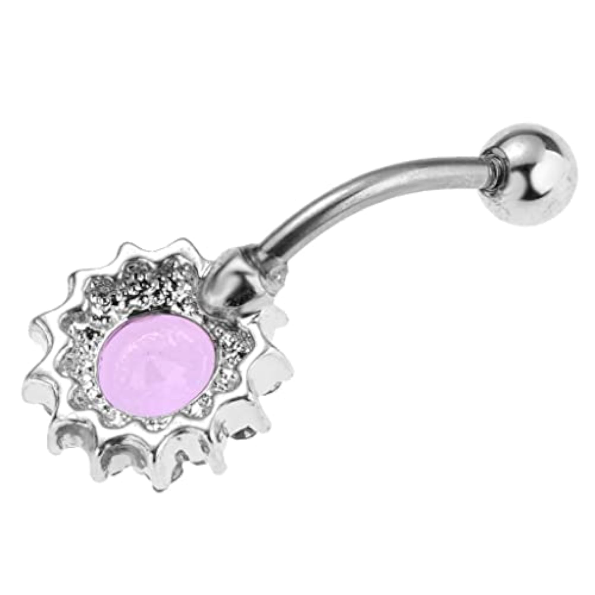 Flower Belly Button Ring Navel Barbell, Body Piercing