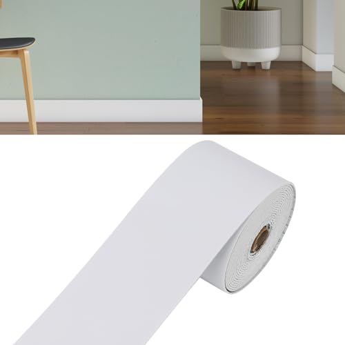 IGTOPS 10cmx5m Rodapié Flexible Autoadhesivo, Blando Rodapie PVC Impermeable Brillante Zócalo Suave Borde de Papel Pintado Decoración (Blanco)
