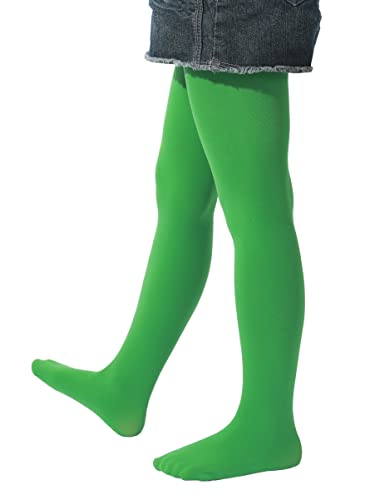 EVERSWE Girls Semi Opaque Footed Tights Microfiber Tights (8-10 Clover Green)
