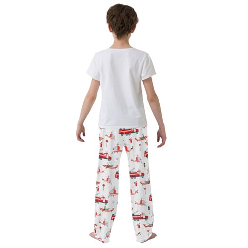 ZZXXB Helicopter Fire Truck Boys Long Pants Soft Trousers Elastic Waist Kids Lounge Bottoms with Pockets S-XL3
