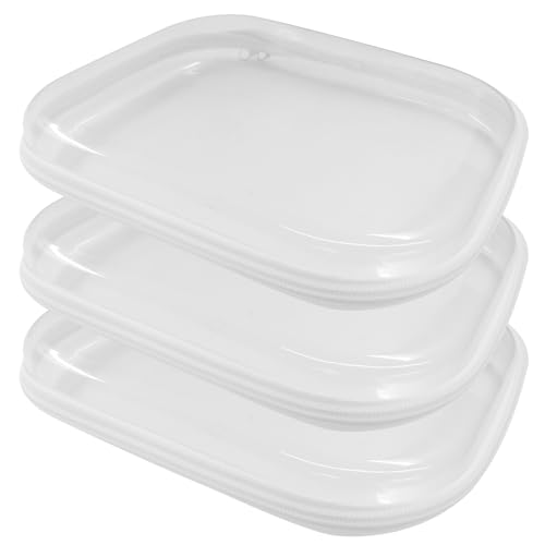 3 Pcs Clear Hard Shell Zipper Case, Portable Cosmetic Cases with Zippers, Clear Zipper Pouches Hard Shell Toy Storage for Organizing, Storage, Pencil Case(Medium)