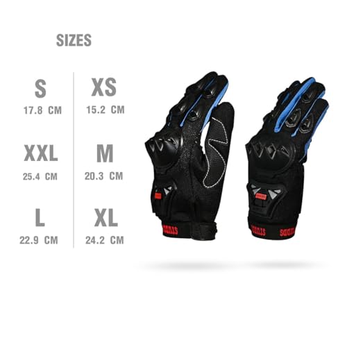 Image of STUDDS SMG 6 Full Finger Bike Riding Gloves with Touch Screen Sensitivity Thumb & Index Finger, Knuckle Protection Mesh Fabric, Anti-Slip Silicon Pads (Blue, L)