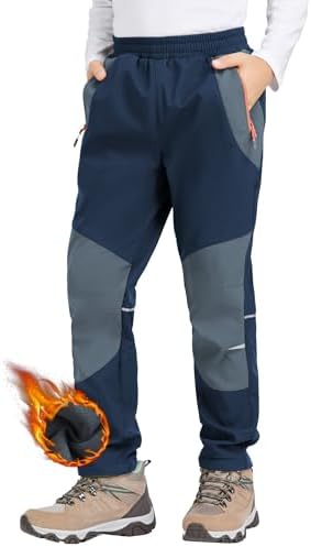 Zoofly Kinder Softshellhose Schneehose Warm Outdoorhose Wanderhose Kinder Skihose Thermohose Jungen Mädchen Gefüttert Trekkinghose Outdoor Hose