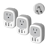 UK Adapters for Travel 3 Pack, TESSAN US to UK Plug Adapter with 3 USB Ports (1 USB C), Type G Power Adaptor for USA to Ireland Scotland Dubai Hong Kong England British Kenya London