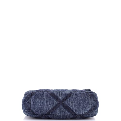 Pre-Loved 19 Flap Bag Quilted Denim Medium, Blue4