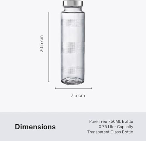 Image of Glassbunny 750ml Leak-Proof Airtight Stainless Steel Lid Glass Water Bottles for Water, Smoothie, Juices - Reusable Travel Drinking Fridge Bottles Pack of 4