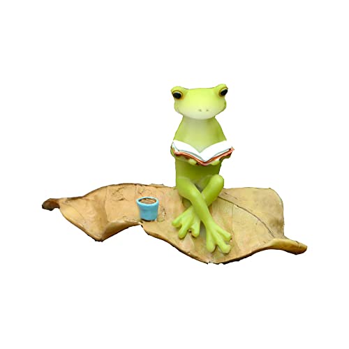 Gemmia Fairy Garden Frog Statues- Keep Reading Frog On Leaf #TOP5