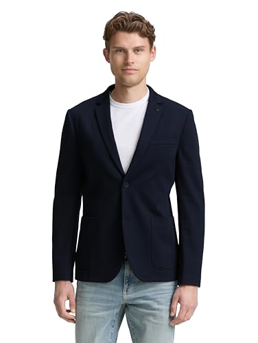 TOM TAILOR Herren 1047273 Regular Fit Piqué Blazer, 10668-Sky Captain Blue, 56