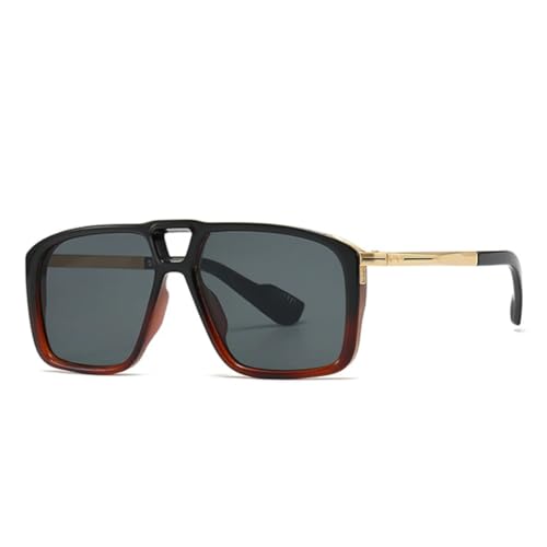 Lunettes de soleil rétro double pont homme tendance verres dégradés UV400 rivets