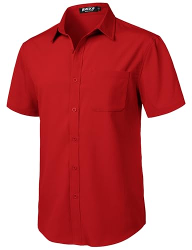 Image of JEMITOP Mens Stretch Wrinkle Free Texture Shirts