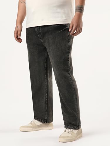 Image of Urbano Plus Men's Regular Fit Heavy Washed Denim Jeans Stretchable