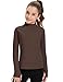 HASMES Girls Long Sleeve Shirt Kids Turtleneck Athletic T-Shirt Sports Activewear Yoga for Teens(Age 7-14) Brown
